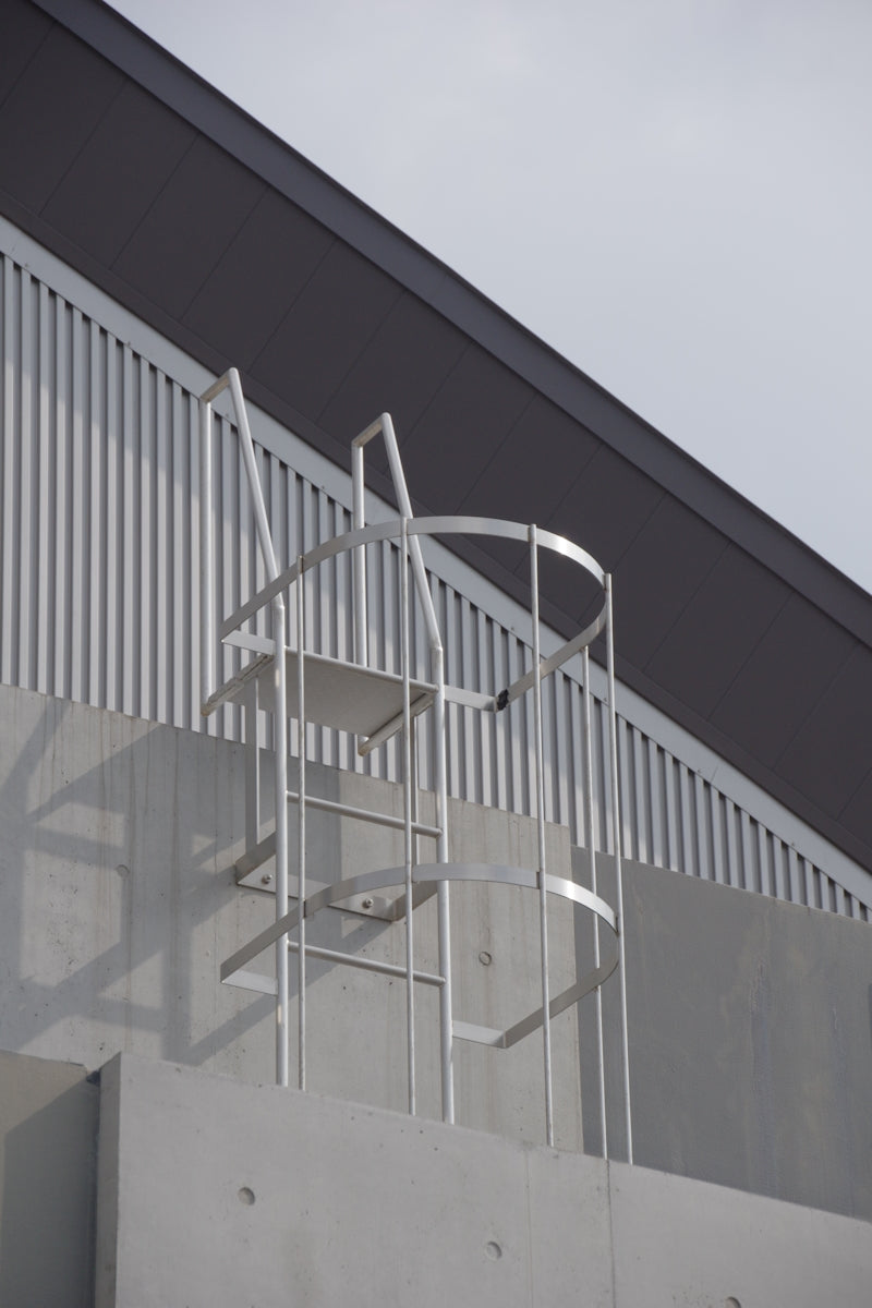 Metal ladder attached to a concrete wall