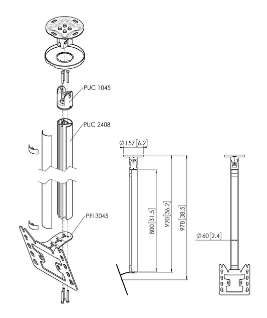 Vogels CT 240822B ceiling mount dimensions