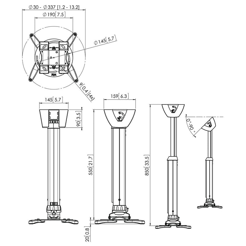 Vogels PPC 1555 PROJECTOR CEILING MOUNT LENGTH 55-85CM